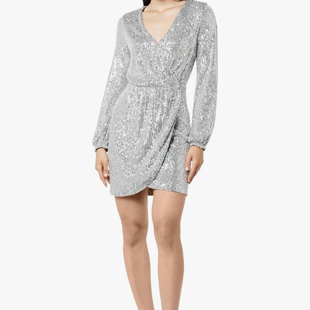 Silver Sequin Wrap Dress